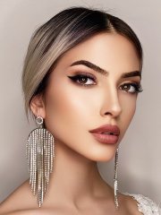 Kristal İşlemeli Büyük Gelin Küpesi