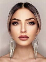 Kristal İşlemeli Büyük Gelin Küpesi