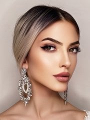 Yuvarlak Büyük Kristal Gelin Küpesi