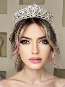 Stilize Kalp Açılımlı Gelin Tacı