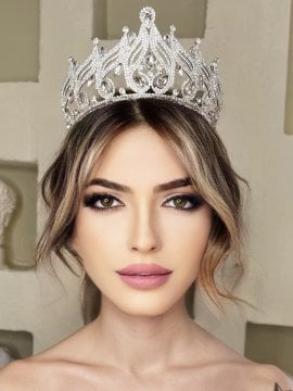 Stilize Lale Desenli Gelin Tacı