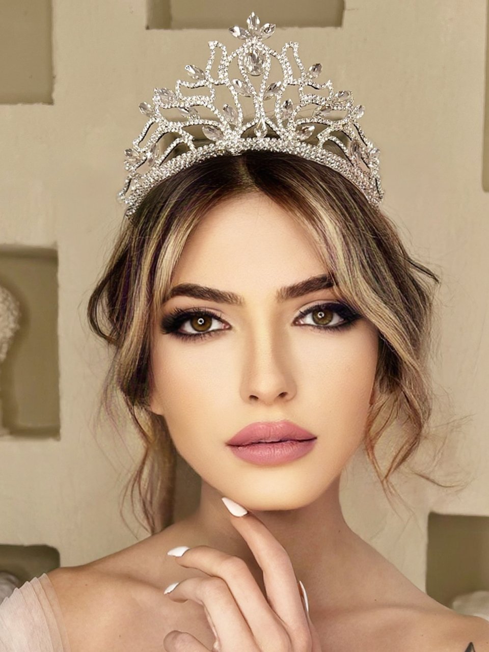 Ters Lale Motifli Prenses Gelin Tacı