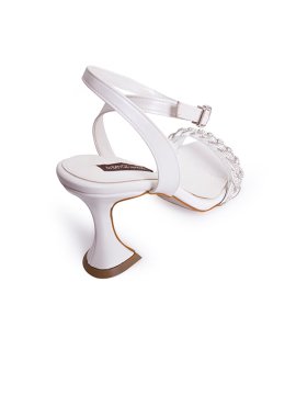Gümüş Şerit Detaylı Spool Heel Gelin Ayakkabısı
